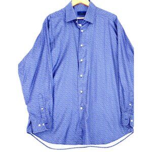 David Donahue Men’s Shirt Blue Cotton Long Sleeves Business Preppy Classic